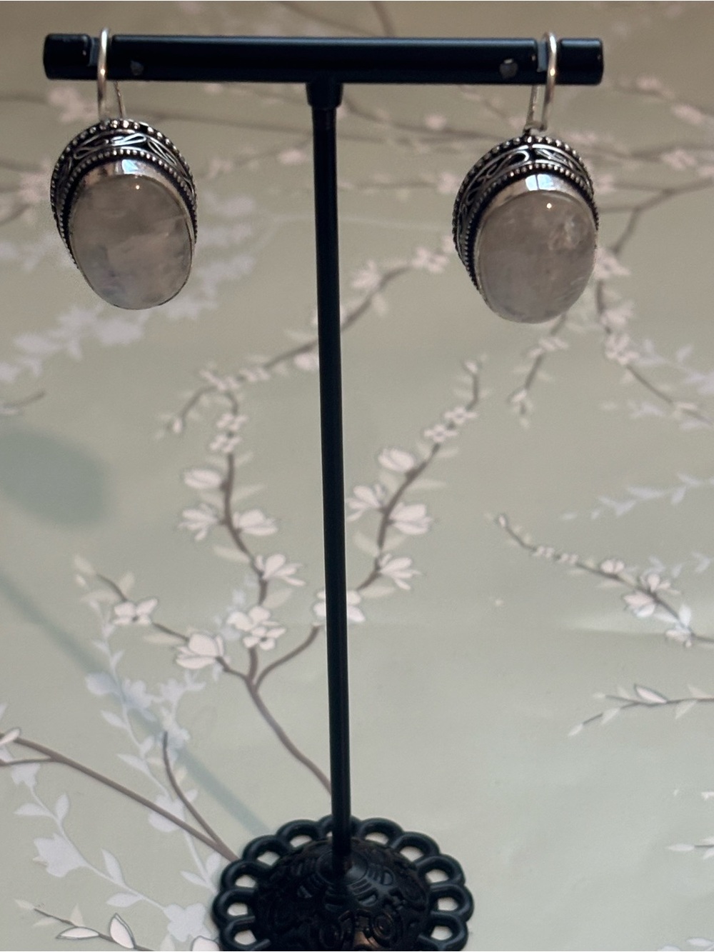 Rainbow Moonstone sterling silver earrings